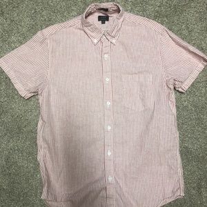 J Crew Slim Fit Pink Striped Short Sleeve Shirt